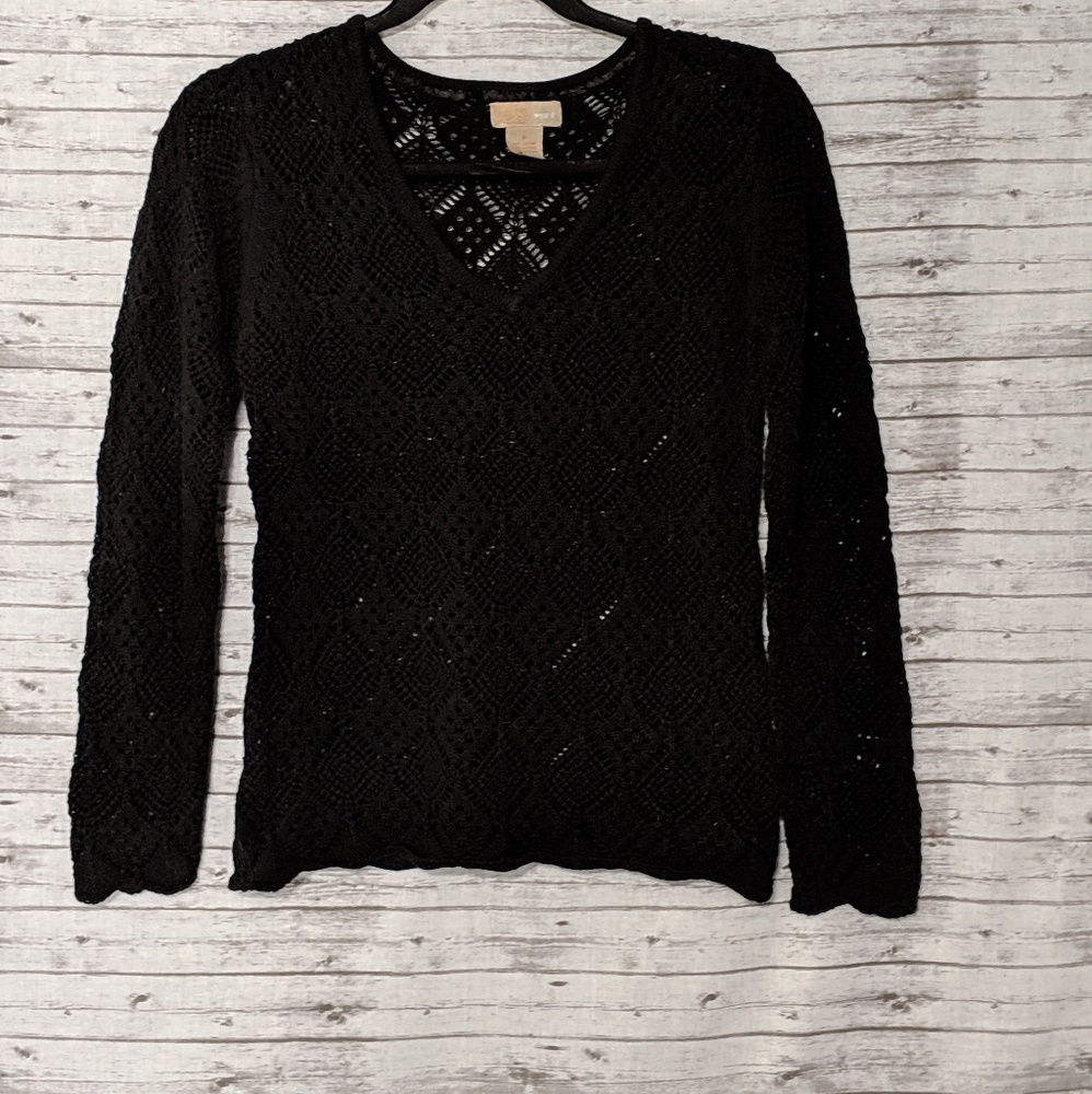 🦋 Wear It SZ:0 loose knit black sweater diamond